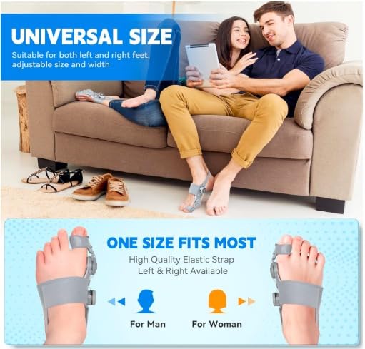 ALINO Bunion Corrector | Adjustable Toe Straightener for Men & Women | Toe Corrector with Rotating Knob, Universal Fit for Left & Right Foot | Leg Finger Straightener | Free Toe Exerciser