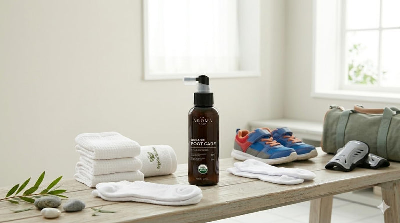 USDA Certified Organic Foot Care - Natural Deodorizer for Odor & Smelly Feet, Cooling Relief for Athletes & Tired Feet, Shoe Refreshing Mist - 3.38 fl oz