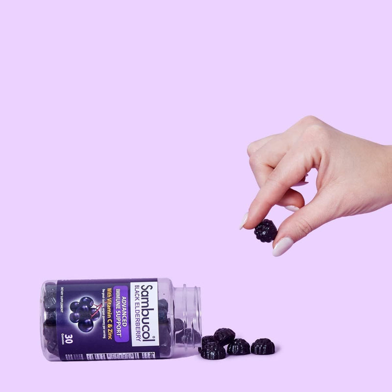 [Australia] - Sambucol Black Elderberry Gummies - Elderberry with Zinc and Vitamin C for Adults, Sambucus Elderberry Gummies, Immune Support Gummies - 30 Count 30 Count (Pack of 1) 