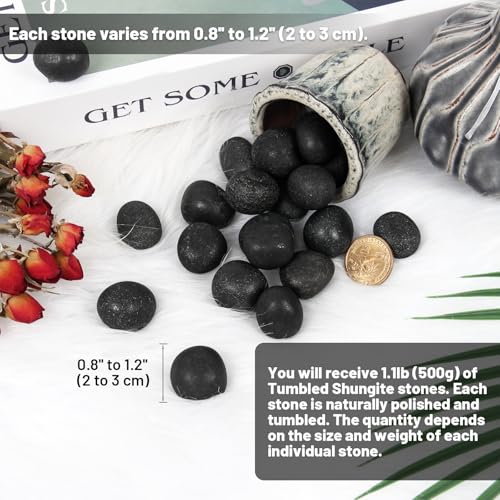 1.1lb Bulk Tumbled Shungite Stones Polished Natural Shungite Crystal
