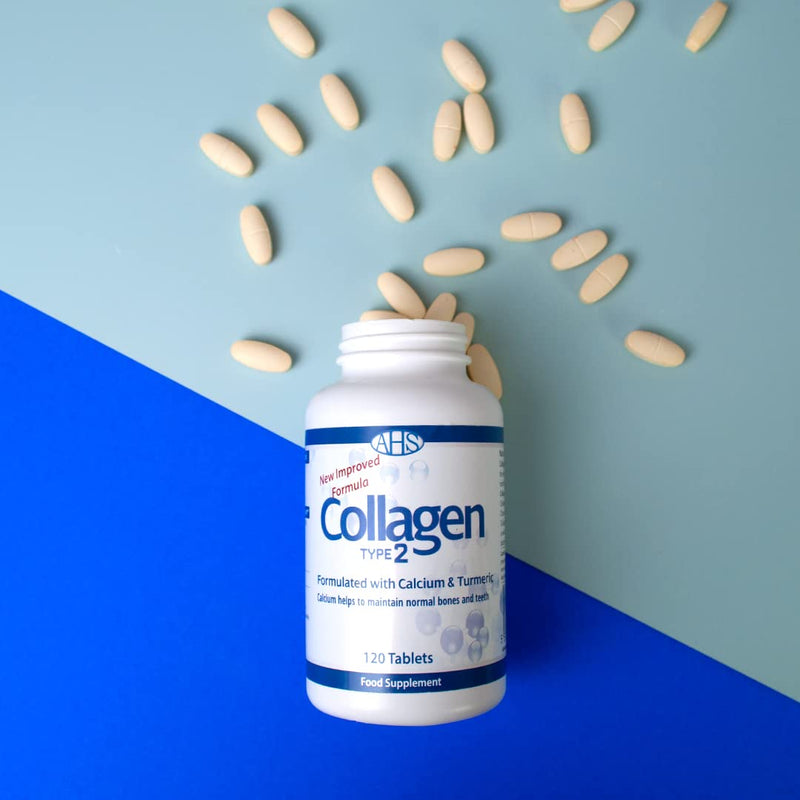 AHS Collagen Type 2 120 Tablets - 4500MG Per Day - Formulated with Calcium and Turmeric 120 count (Pack of 1)