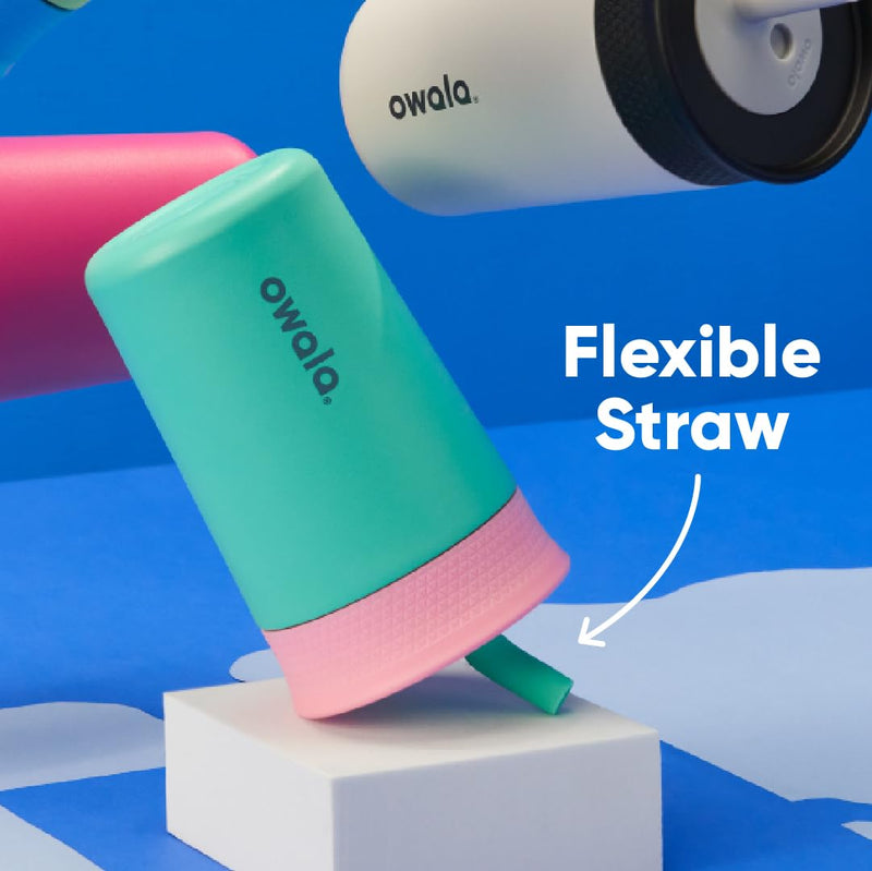 [Australia] - Owala Kids Insulation Stainless Steel Tumbler with Spill Resistant Flexible Straw, Easy to Clean, Kids Water Bottle, Great for Travel, Dishwasher Safe, 12 Oz, Navy and Blue (Home Base) Navy & Blue Drinking Cup 