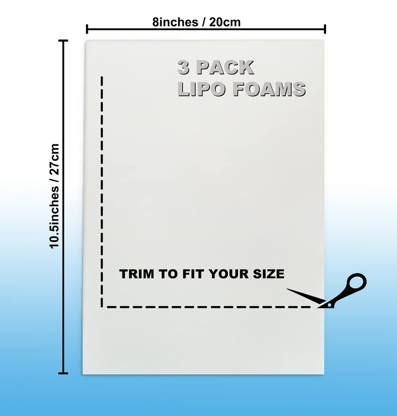 [Australia] - 3 Pack Lipo Foam - Post Surgery Ab Board for Use with Post Liposuction Surgery Flattening Abdominal Compression Garments Liposuction Foam pads for Recovery 8"X11" White 