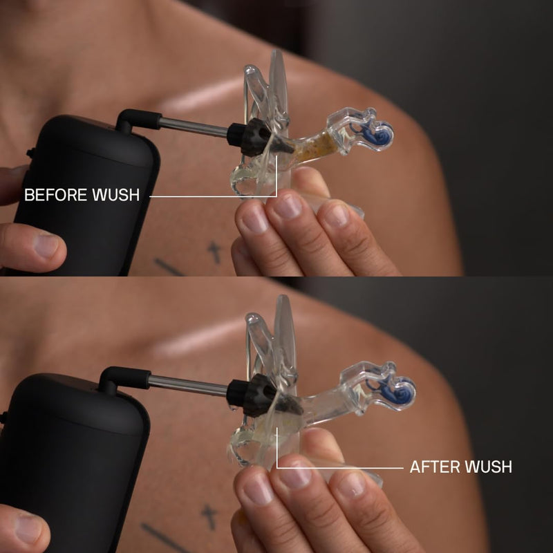 [Australia] - Wush Pro by Black Wolf - The Original Deluxe Water Powered Ear Cleaner with 6 Reusable Replacement Tips by Black Wolf - Safe & Effective for Ear Wax Buildup - Electric Ear Wax Removal Kit (Black) 