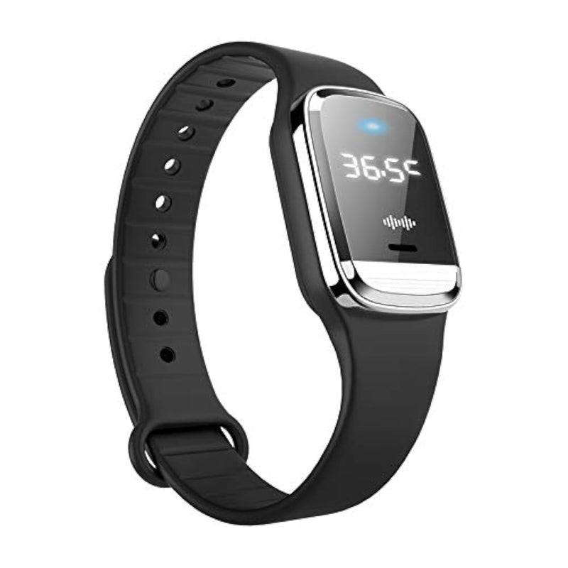 [Australia] - Feloyal Mosquito Repellent Bracelets, Body Temperature Display and Clock, USB Rechargeable, Waterproof, Ultrasonic, for Adults and Children, Indoor and Outdoor (Black) 