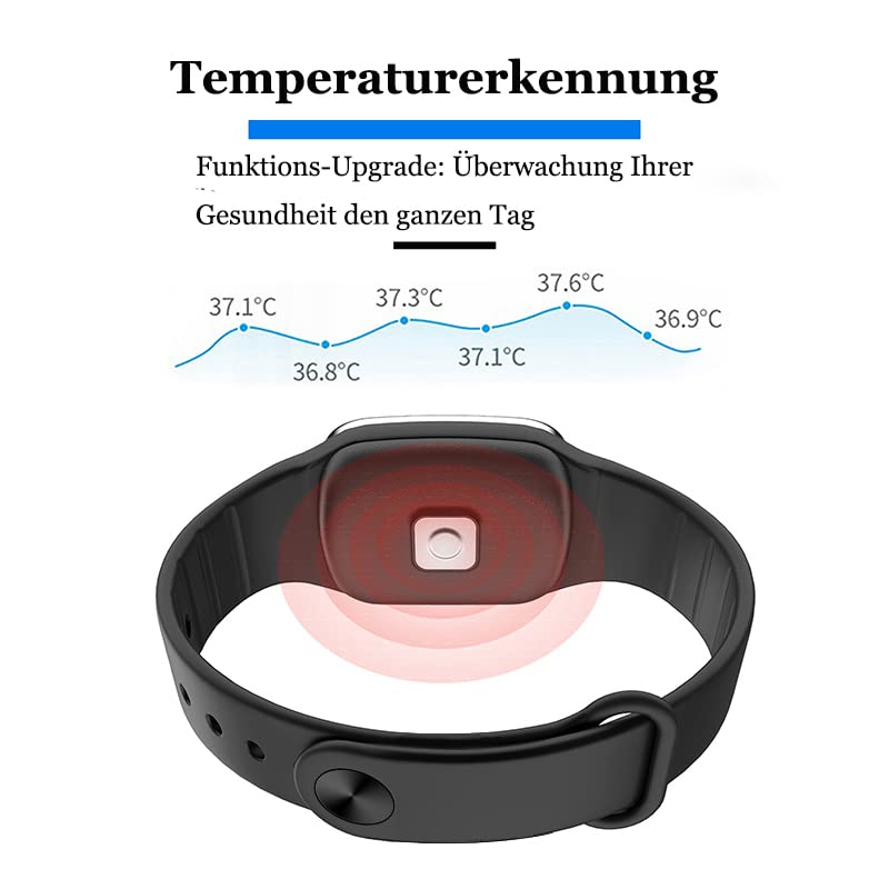 [Australia] - Feloyal Mosquito Repellent Bracelets, Body Temperature Display and Waterproof Ultrasonic USB Rechargeable Anti Mosquito Watch for Indoor and Outdoor Use, Suitable for Adults and Children (Black) 