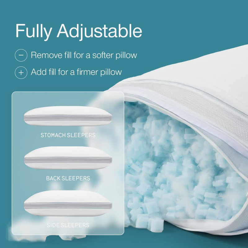 [Australia] - Coop Home Goods Extra Oomph Cool+ Pillow Fill, Gel-Infused, Plus Shaped Memory Foam Filling for More Airflow, Extra Fill Filler for Eden Cool+ Pillows, GREENGUARD Gold & CertiPUR-US Certified Extra Oomph for Cool+ Pillow 