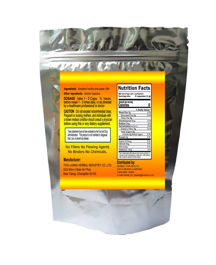 [Australia] - Kaempferia Parviflora-Black Ginger-Black Galangal-krachai Dum in Thai 500 Mg. 180 Caps.from Thailand 