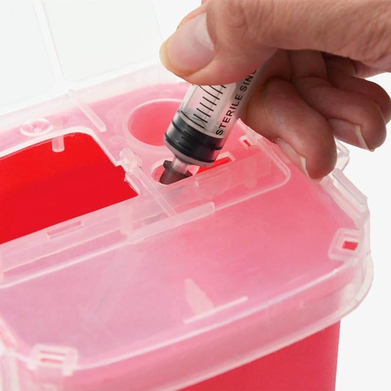 [Australia] - Sharps Container, Jabware, 1 Quart, in Home and Lab Usage Biohazard Needle and Syringe Disposal (Pack of 1) Red 