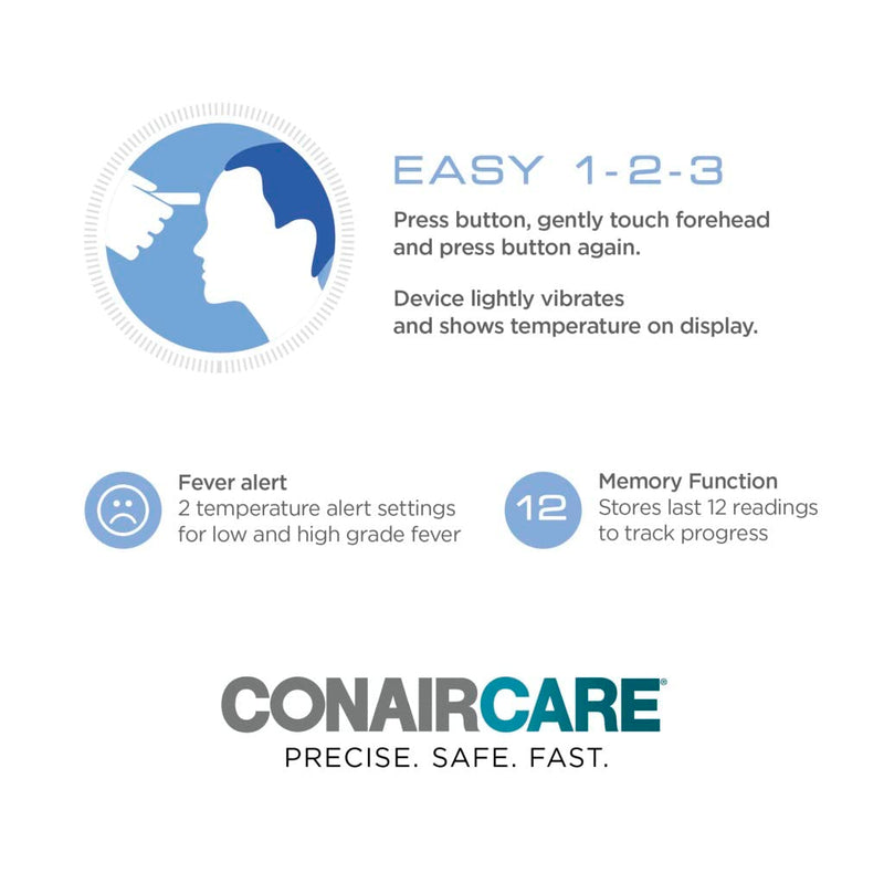 [Australia] - Conair Digital Thermometer for Adults and Kids, Forehead Thermometer, No Contact Infared Thermomter with Extra Large LED Display, Fast and Easy-To-Read Results Small 