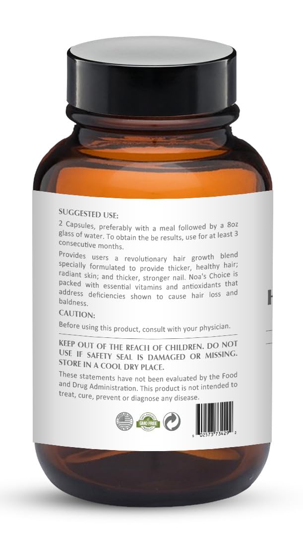 Maximum Slim Noa's Choice Organic Ayurvedic Hairgrowth Vitamin Healthy – Thicker -Stronger & Faster Growing Hair, 60 ct