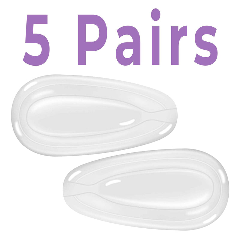 [Australia] - GMS Optical® 3.2mm Extra-Thick / 15mm Medium-Length - Adhesive Air Bag Teardrop Anti-Slip Silicone Nose Pad Reduce pressure and prevent slipping for Glasses, Eyeglasses, Sunglasses (5 Pair)(Clear) 5 Pair Clear 