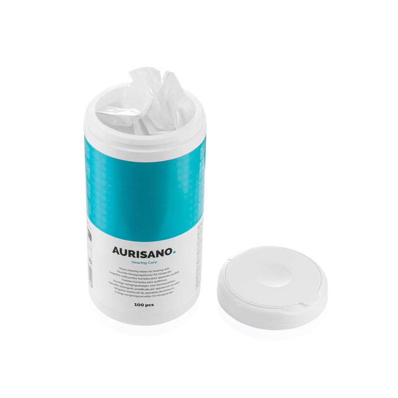 [Australia] - AURISANO hearing aid cleaning wipes - 100 hearing aid cleaning wipes in dispenser box - earwax remover - hearing aid cleaner - hearing aid accessories - for your hearing aid, hearing amplifier or hearing protection 1 
