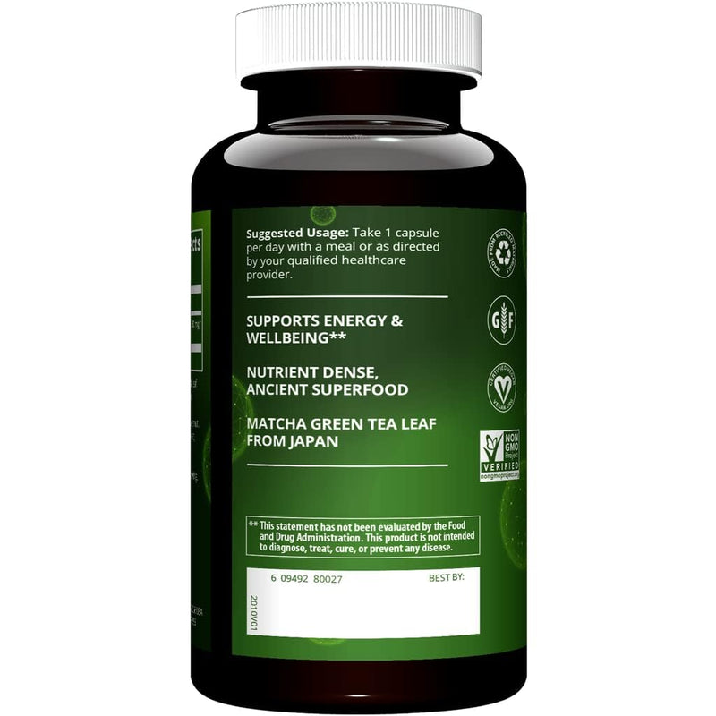 MRM Matcha Green Tea Capsules - for Women & Men - 60 Servings | Natural Green Tea Leaf Capsules, Antioxidants, Caffeine, Vitamins & Minerals for Daily Productivity, Vegan and Gluten-Free 60 Count