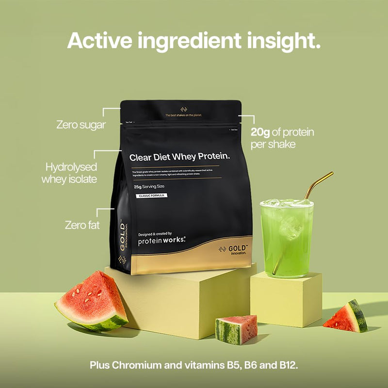 Protein Works | Clear Diet Whey Protein - Gold Innovation, Whey Protein Isolate Powder, Refreshing High Protein Drink, Mixed Berry Burst, 20 Servings, 500g 20 Shakes (500g)