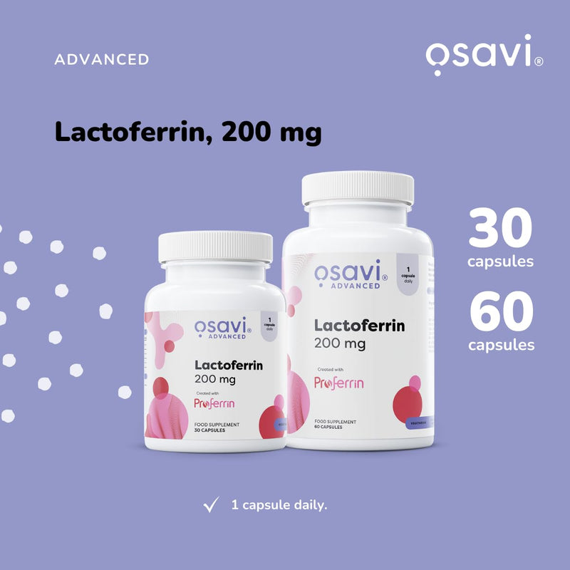 Osavi Lactoferrin 200 mg – 30 Capsules | Supports Iron Transport and Immune Function | Proferrin® Lactoferrin from Cow's Milk for Enhanced Bioavailability 30 count (Pack of 1)