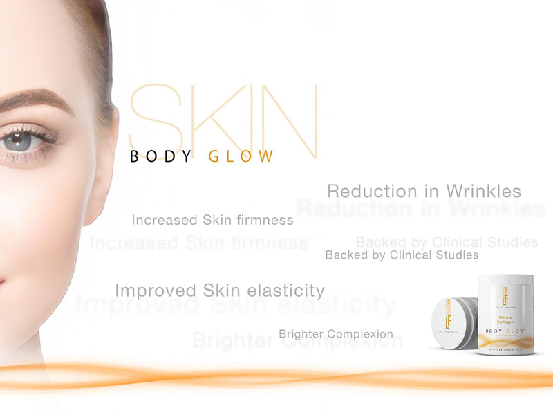Body Glow Marine Collagen Powder, 10,000mg with Hyaluronic Acid & Vitamin C, Hydrolysed for High Absorption, Type 1 Marine Collagen from Fish, Unflavoured, Odourless & Neutral Taste, 29 Servings 300g