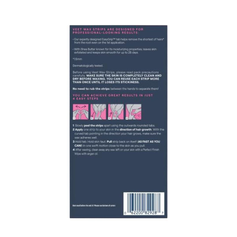 Veet Leg & Body Hair Removal Kit- Sensitive Formula, Ready-to-use Cold Wax Strips, Shea Butter & Acai Fragrance, 40 Count (Pack of 2)