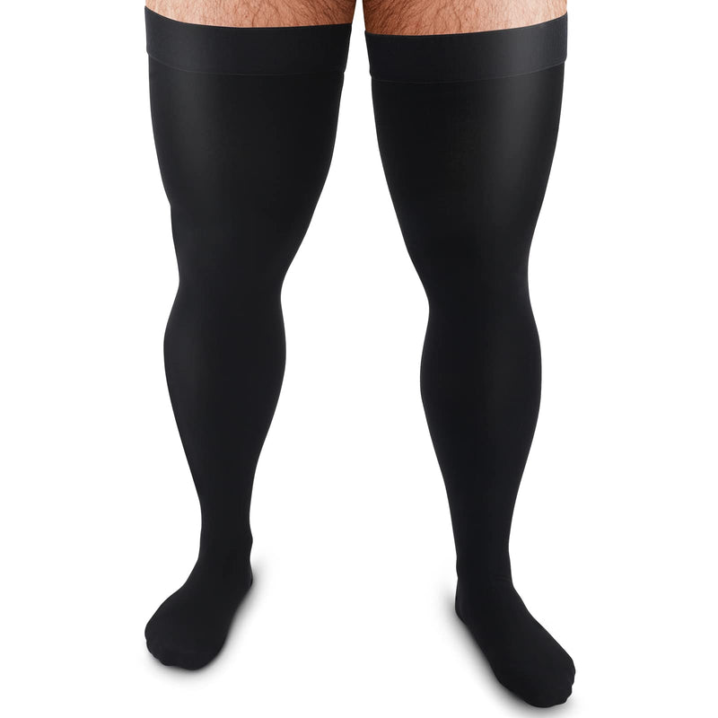 Zhanmai Thigh High Compression Socks 20-30 Mmhg Compression Stockings Thigh High Socks for Men Swelling Large Black