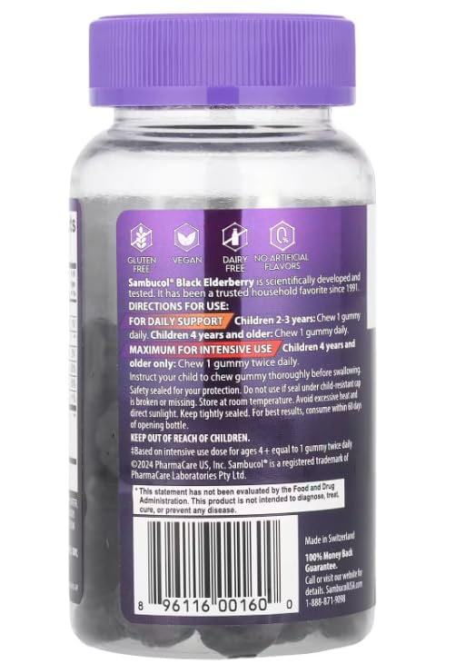 Sambucol Black Elderberry Syrup and Gummies - 7.8 Fl Oz, 30 Count Bundle | For Kids, Elderberry Supplement with Vitamin C and Zinc, Syrup & Chewable Gummies for Children Kids Syrup + Gummies