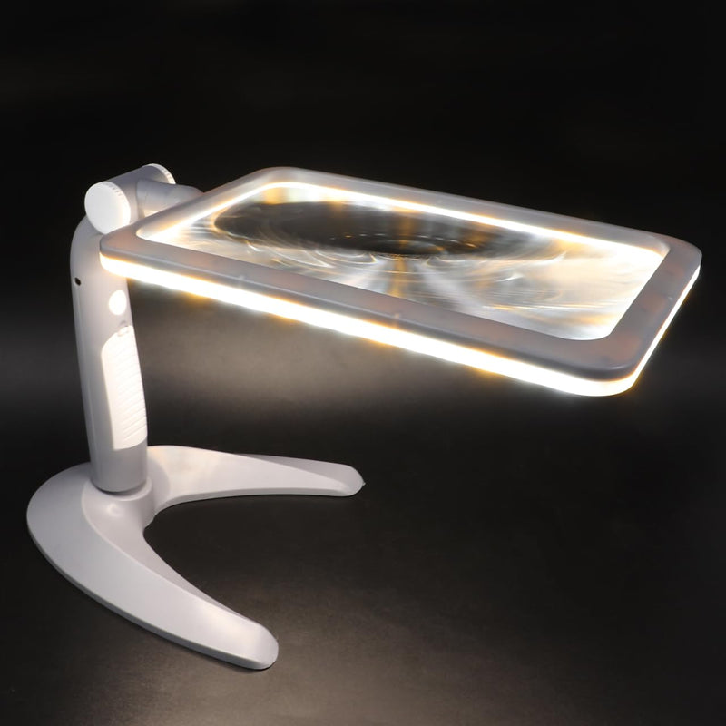 Abaodam 48 Led Lighted Magnifier Glass 2.5X Handheld and Desktop Reading Magnifying Glass with Stand for Books Crafts and Seniors Visual Aid