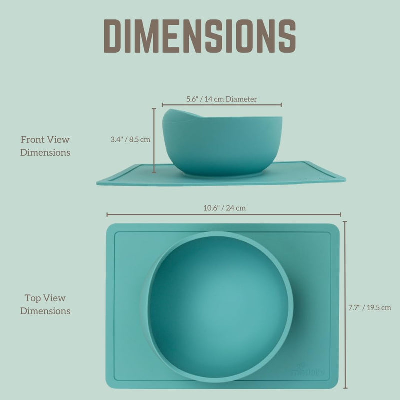 [Australia] - Modaliv 34oz Adult Scooper Bowl with Suction Base – Adaptive Silicone Placemat for Stroke Recovery, Elderly, or Disabled – Microwave & Dishwasher Safe – Non-Slip Feeding Aid (Turquoise) Turquoise 