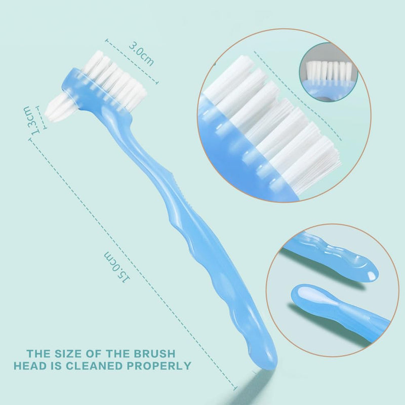 [Australia] - Visxcnu Pack of 3 Premium Hard Denture Brush, Denture Cleaning Brush, Portable Dentures, Multi-Layer Bristles for Denture Care Double-Sided Brush 