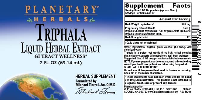 [Australia] - PLANETARY HERBALS Triphala GI Tract Wellness, 1000 mg, 2 Fluid Ounce 2 Fl Oz (Pack of 1) 