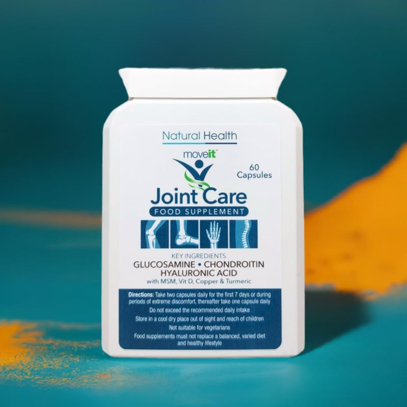 Moveit Joint Care Supplement – 60 Capsules | Glucosamine, Chondroitin, MSM, Turmeric, Hyaluronic Acid, Vitamin D & Copper | Bone & Muscle Support for Mobility, Flexibility & Comfort - 2 Month Supply