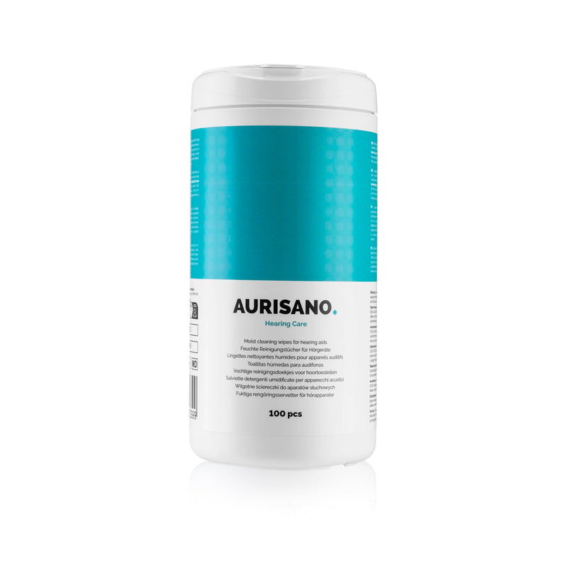 [Australia] - AURISANO hearing aid cleaning wipes - 100 hearing aid cleaning wipes in dispenser box - earwax remover - hearing aid cleaner - hearing aid accessories - for your hearing aid, hearing amplifier or hearing protection 1 