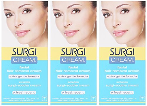 Surgi-cream Hair Remover Extra Gentle Formula For Face, 1-Ounce Tubes (Pack of 3)
