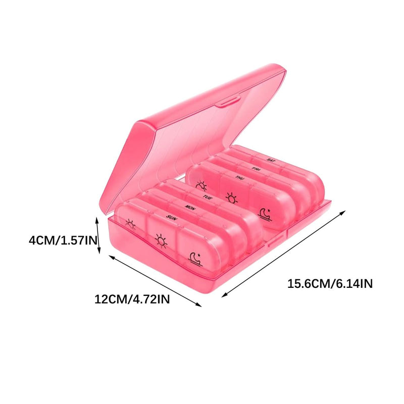 Weekly Pill Organizer 7 Day x 3 Times a Day,Medication & Pill Organizer Travel Case with Removable Compartments for Vitamins & Pills Kit (Pink) Pink