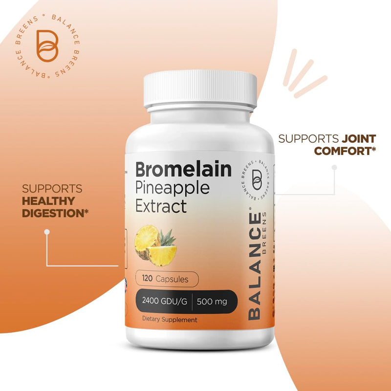 [Australia] - Balancebreens Bromelain 500mg, 120 Capsules - Pineapple Extract Digestive Enzyme, Supports Digestion and Joint Health Supplement 120 Count (Pack of 1) 