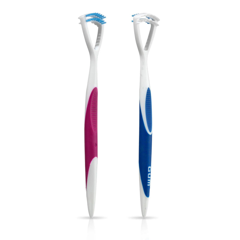 [Australia] - GUM Tongue Cleaner - Dual Action Soft Bristled Tongue Brush with Tongue Scraper for Better Oral Hygiene - Bad Breath Treatment (Pack of 3) 1 Count (Pack of 3) 