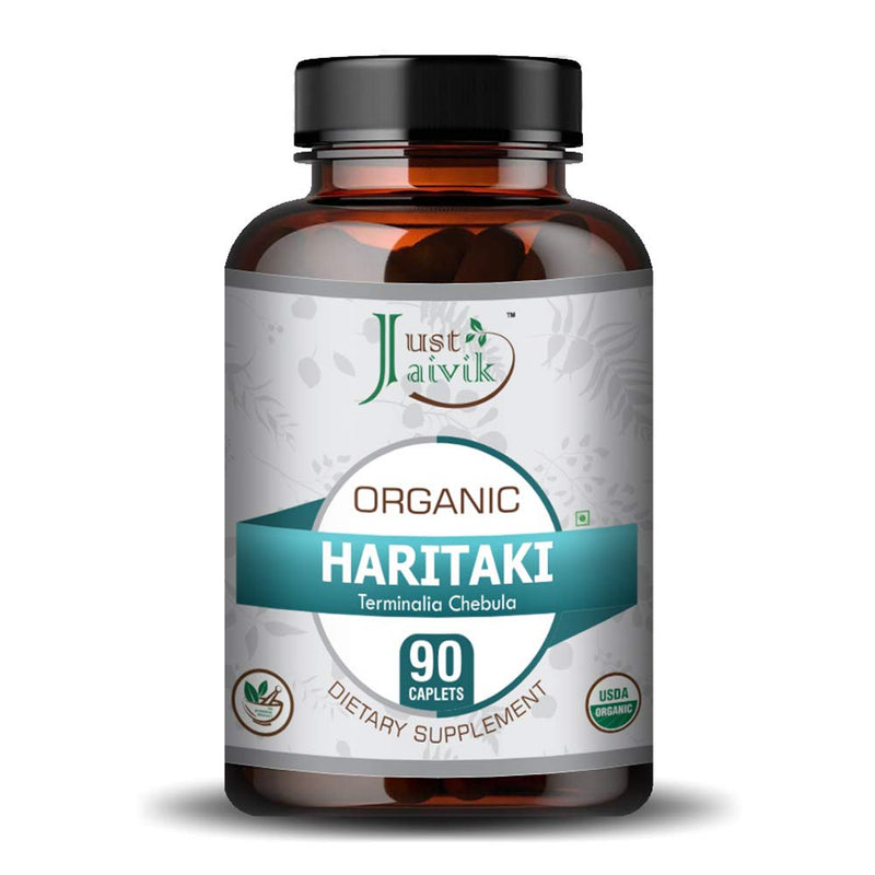 [Australia] - Just Jaivik Organic Haritaki (Terminalia Chebula) Tablets As Dietary Supplements - 750mg (90 Tablets) | Detoxification & Rejuvenation for Vata 