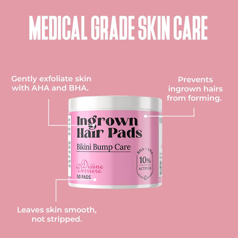 [Australia] - Prevent Ingrown Hairs and Razor Bumps with BHA & AHA Pads - Ingrown Hair Serum for Razor Burns, PFB Razor Bump Stopper Topicals Skin Care, Ingrown Hair Treatment for Bikini Area and Razor Bumps 50pads 