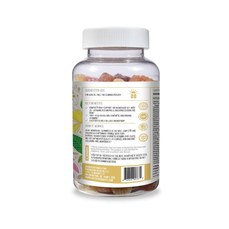 ACTIF Women Age 60+ Gummies with 25+ Advanced Factors and Probiotics - Non GMO, Made in USA, 90 Count