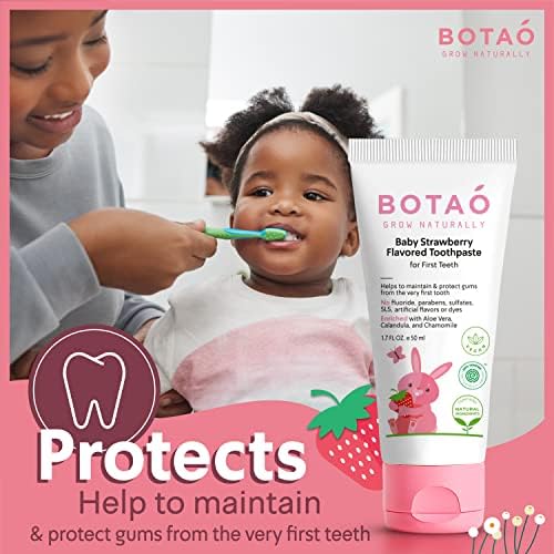 [Australia] - Fluoride Free Baby Toothpaste | Natural Toddler Toothpaste | Strawberry Flavored - Training Toothpaste for Toddlers | EWG Verified, Vegan, SLS Free, Safe to Swallow, Aloe Vera (3 Pack) 1.7 Fl Oz (Pack of 3) 