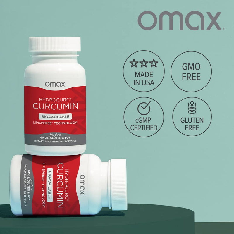 [Australia] - Omax HydroCurc Turmeric Curcumin Softgels, Highly Bioavailable for Natural Joint Relief, Nanoparticle Potency & Absorption (60 Softgels) 
