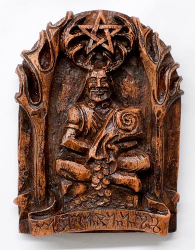 Dryad Design Cernunnos Wall Plaque - Wood Finish Celtic Horned God Decor