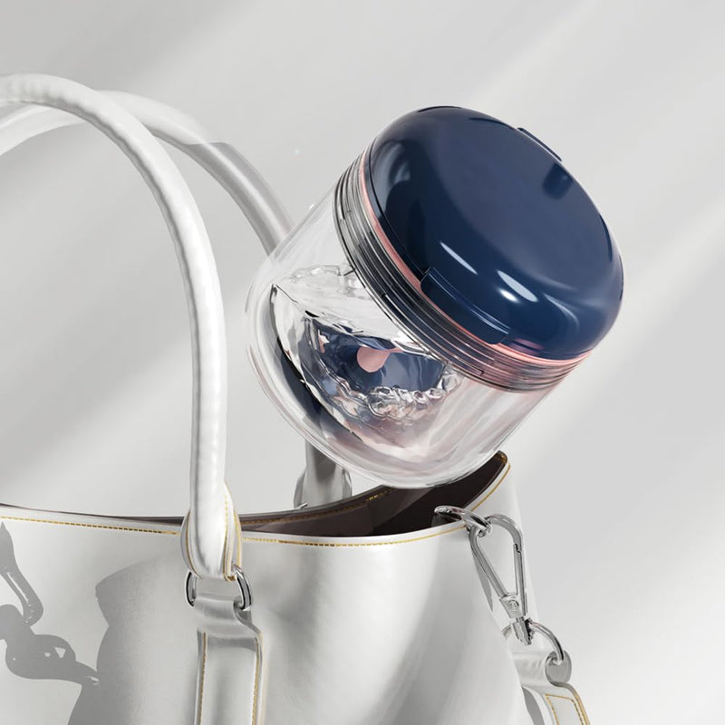 [Australia] - Retainer case, Denture Bath CupÔºåRetainer Cleaner Case Box,Night Mouth Guard Case Holder,Storage Soak Container with Drain Tray for Travel Cleaning with Mirror and Brush Blue 