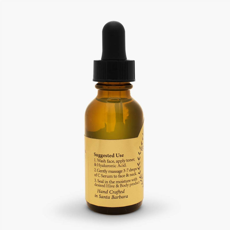 Hive & Body Vitamin C Facial Serum with Royal Jelly, Jojoba Oil, and Propolis Locally Sourced by California Family Owned Bee Farmers with All Natural Ingredients 1 fl oz