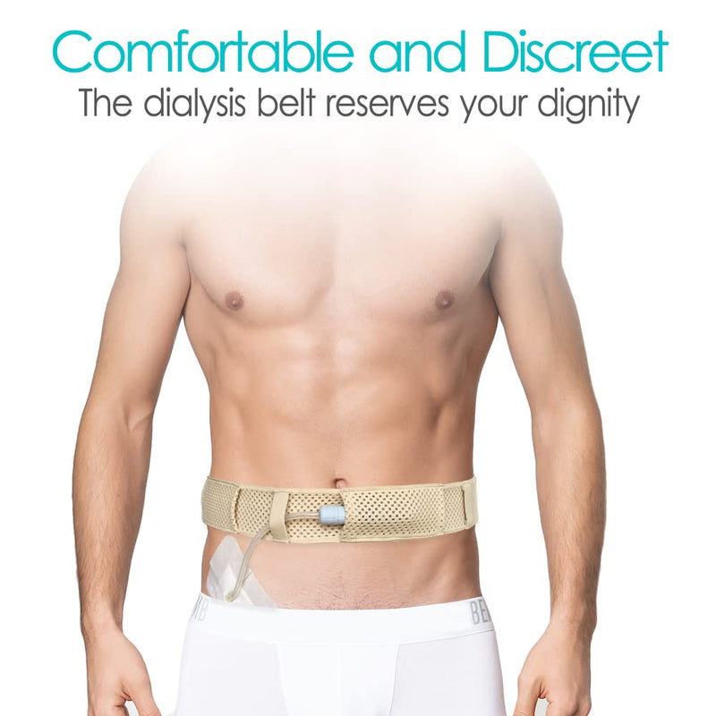[Australia] - Mesh Breathable PD Belt Peritoneal Dialysis Catheter Accessories Supplies Soft Transfer Set Holder Protector Belts for Stomach Feeding Peg J Tube Women Men Adults Beige Medium (Pack of 1) 