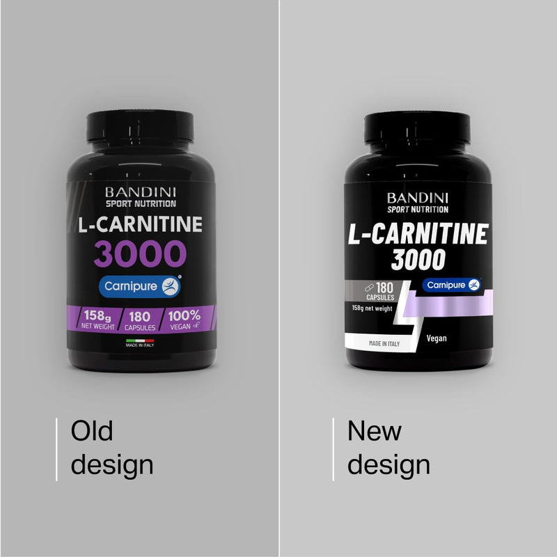 Bandini® L-Carnitine 3000, 180 Capsules with High Dose Carnipure®, L Carnitine Tartrate Sports Supplement 100% Vegan, High Strength, Absorption and Bioavailability, Carnitin for Men & Women, Non GMO