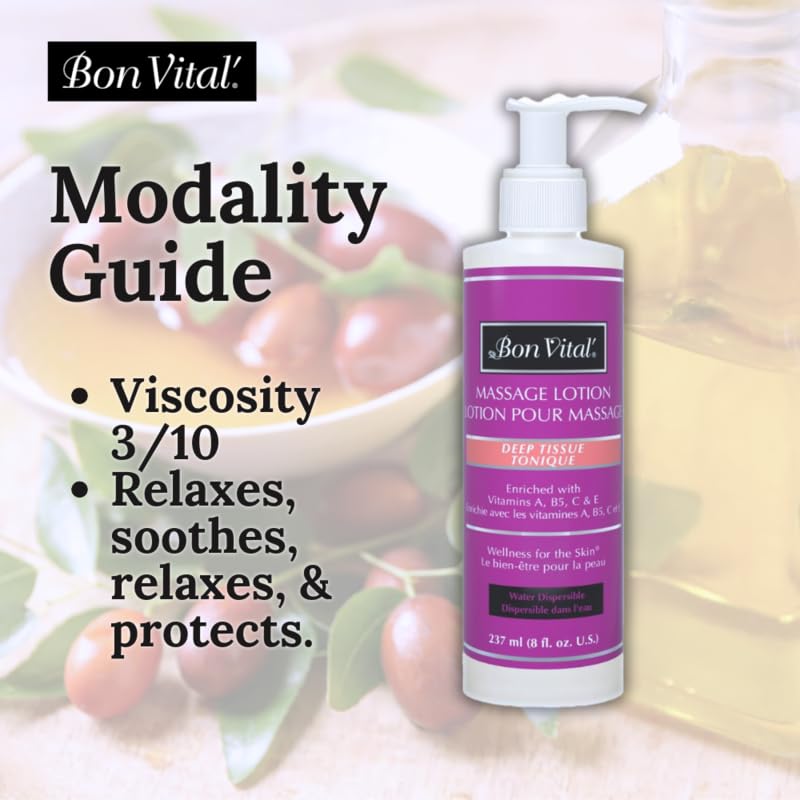 [Australia] - Bon Vital' Deep Tissue Massage Lotion for Deep Tissue Massages and Muscle Relaxation, Moisturizer Leaves No Greasy Feeling, Penetrates Deeply to Repair and Soften Skin, 8 Oz, Label may Vary 8oz 