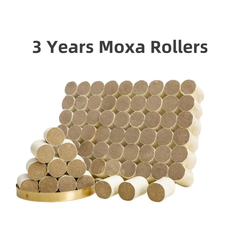 [Australia] - Moxibustion Pot Ceramic Moxa Sticks Burner Holder Portable Scraping Cup Pure Moxa 54 Rolls Heat Therapy Set Health Care Tool 玉石 