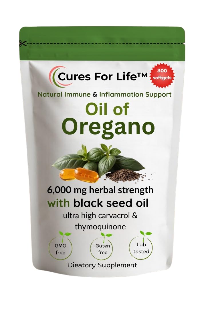 [Australia] - Oil of Oregano Softgels ‚Äì 6000mg High Potency with 165mg Carvacrol & 200mg Black Seed Oil ‚Äì 2-in-1 Immune Support & Digestive Health ‚Äì 300 Softgels ‚Äì Oregano Oil Capsules Supplement 1 