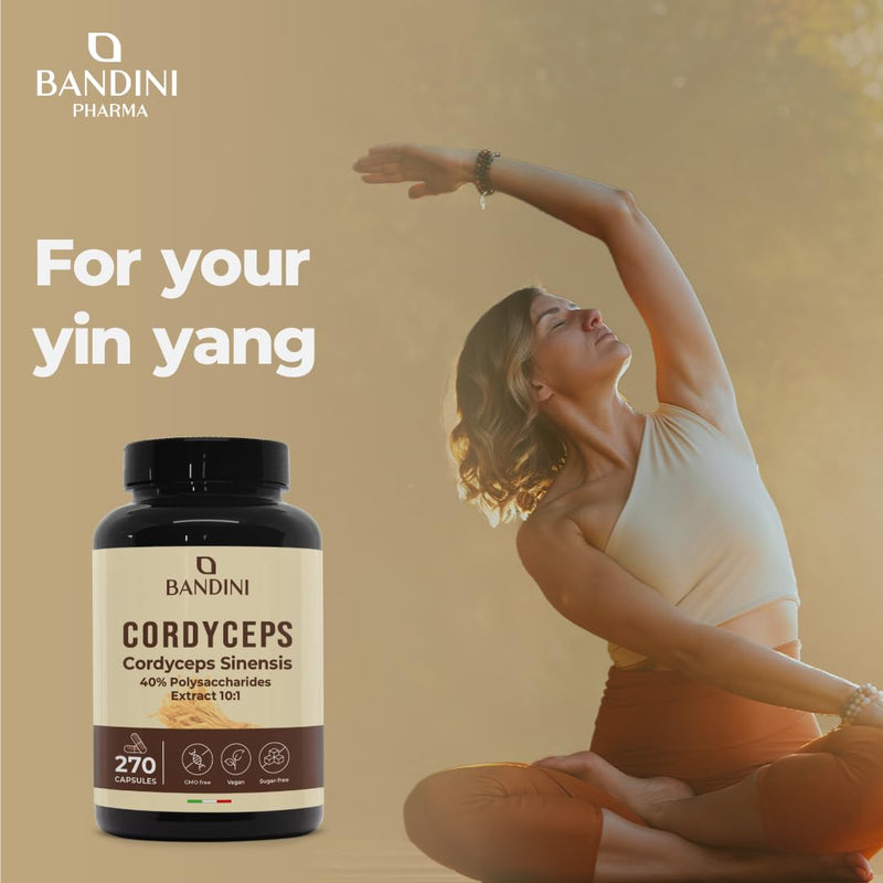Bandini® Cordyceps Sinensis 19.500 mg | 270 High-Strength Vegan Capsules | Mushroom CS-4 Extract 10:1 with 40% Bioactive Polysaccharides | Energy, Performance, General Well-Being Support | Non-GMO
