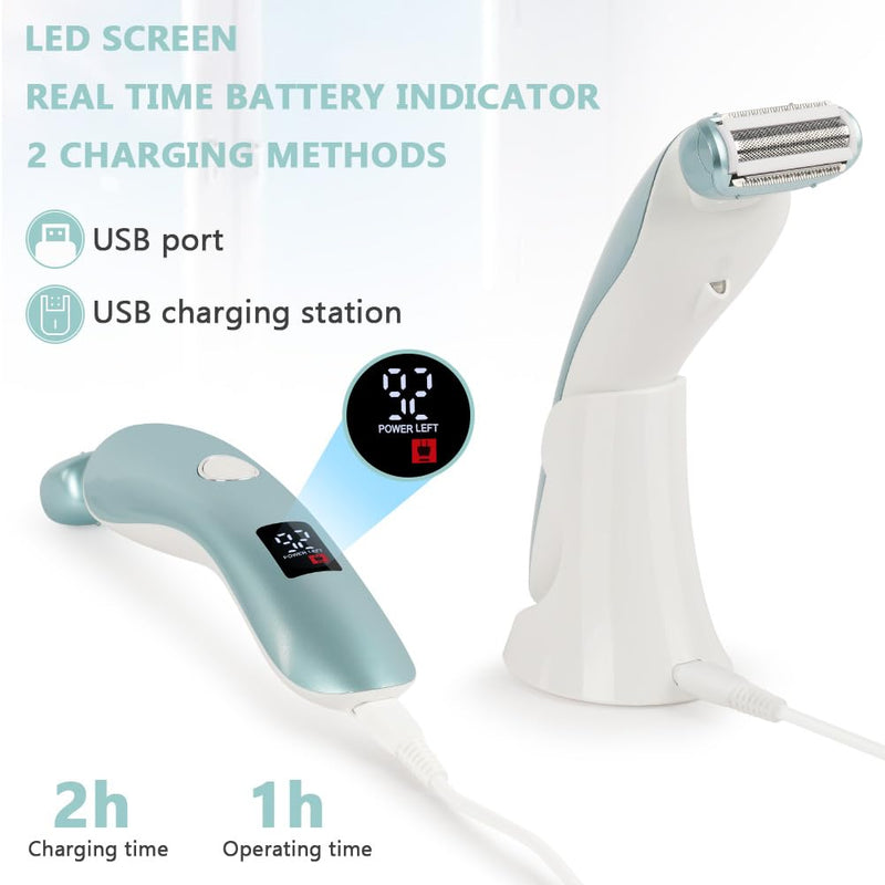 [Australia] - LOPHE Electric Shaver for Women, Wireless Wet and Dry Shaver, Painless Intimate Razor Suitable for Armpits, Bikini Area, Legs (Blue) 