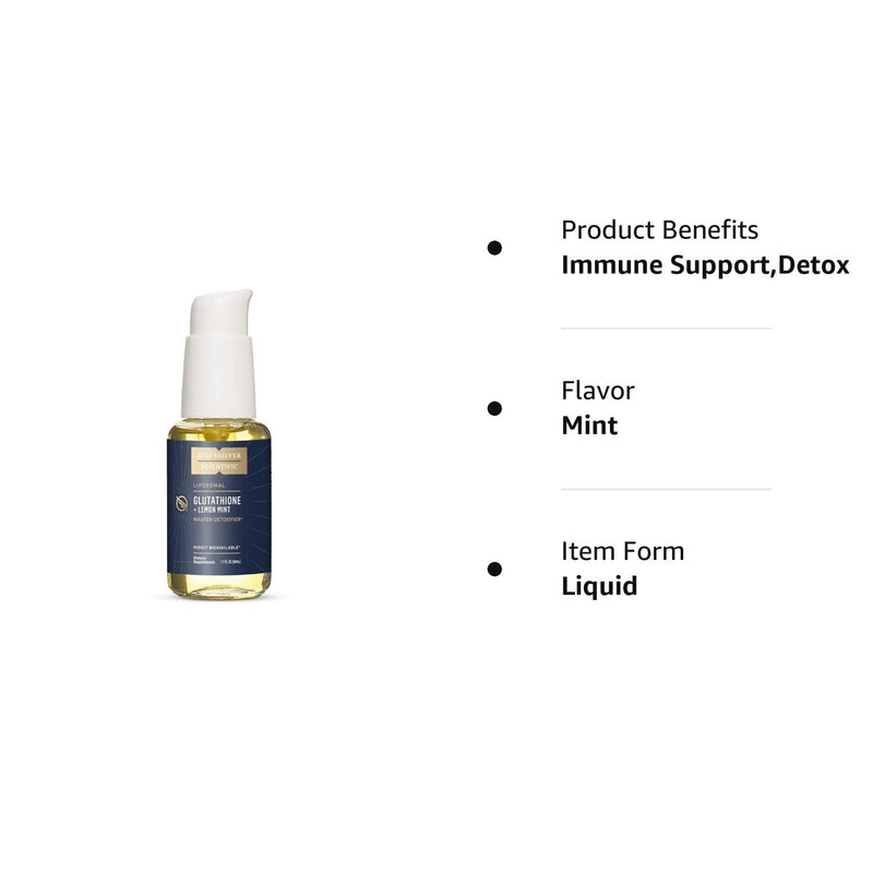 [Australia] - Quicksilver Scientific Liposomal Glutathione - Superior Absorption Oral Glutathione Supplement for Detox & Immune Support - 100 mg of Liquid Glutathione, Gluten Free & Non-GMO (1.7 fl oz) 